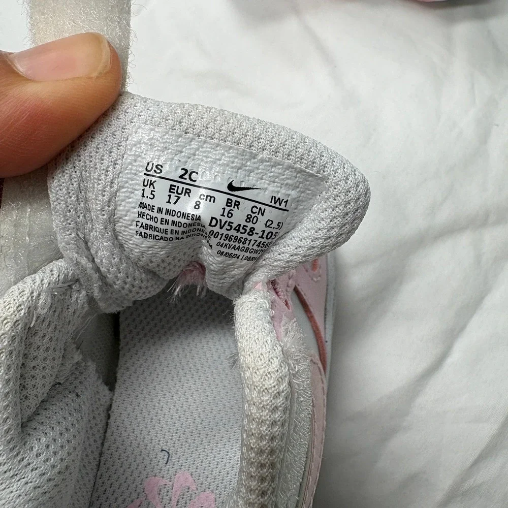 Nike Court Borough Low 2 White Pink Iridescent Toddler Shoes DV5458-105 Size 2C